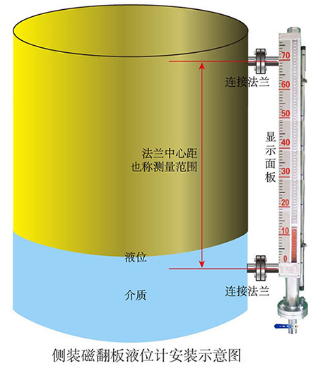 四氟防腐液位計(jì)側(cè)裝式安裝示意圖